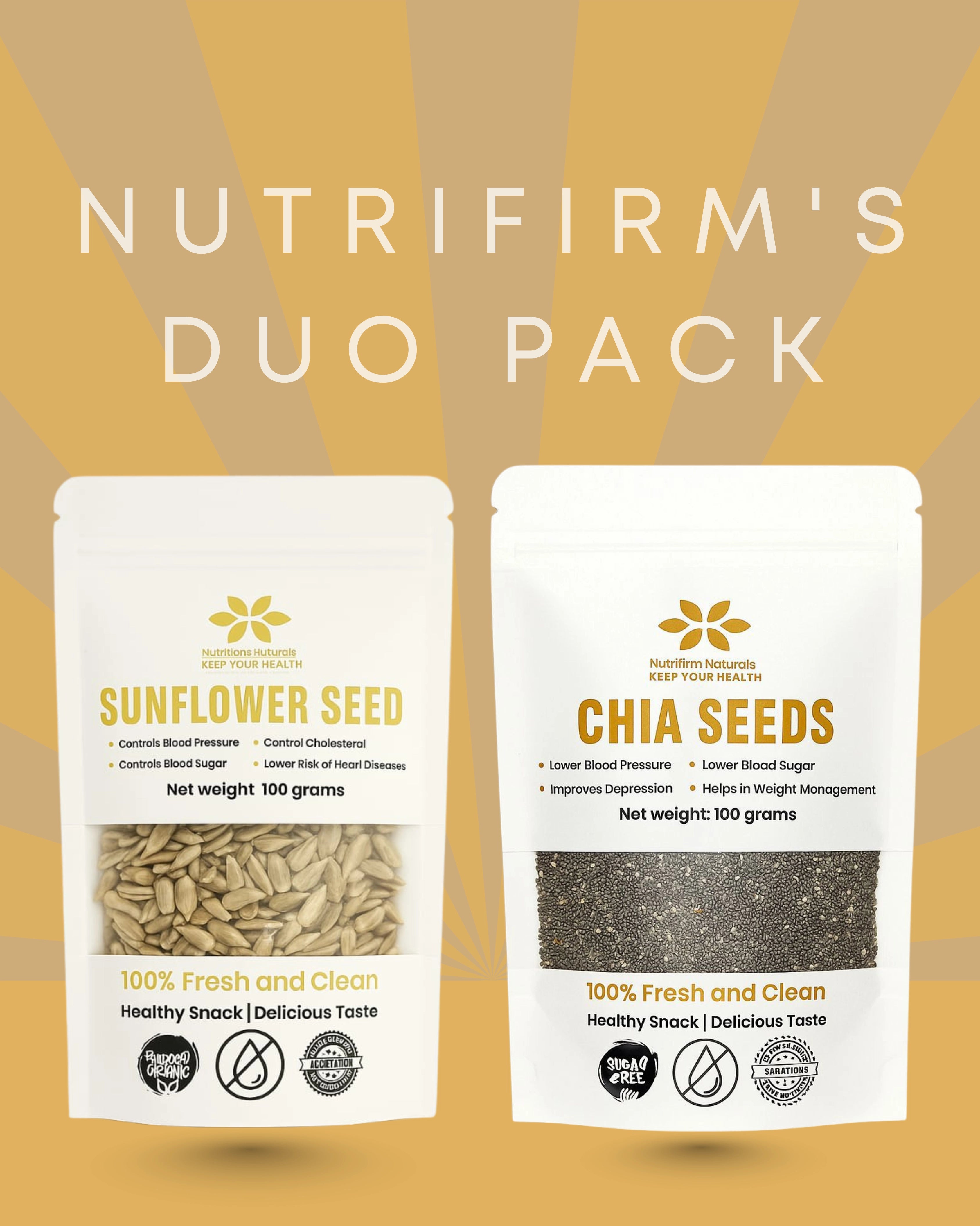 Nutrifirm's Duo Pack – Sunflower Seeds & Chia Seeds (Premium Quality