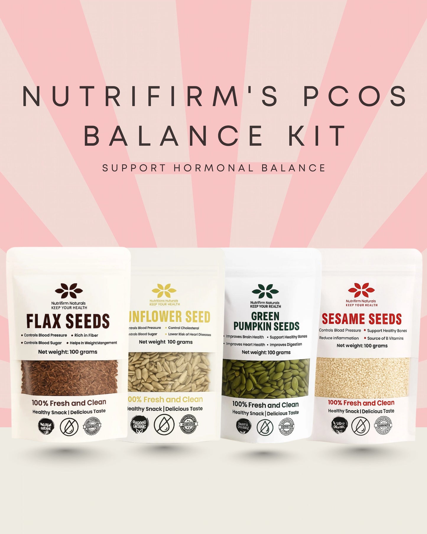 Nutrifirm PCOS Seed Cycling Kit β Hormone Balance & Wellness Support