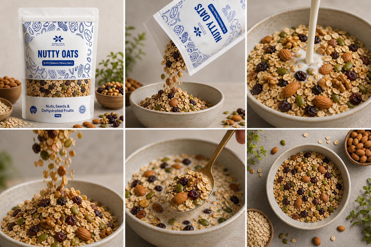 Nutrifirm Naturals D-Fit |  Diabetics Fitness Oats - Nuts and Seeds