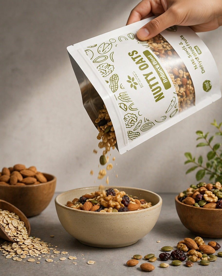Nutrifirm Naturals Nutty Oats -  Balance Bowl With Nuts Seeds and Dehydrated Fruits
