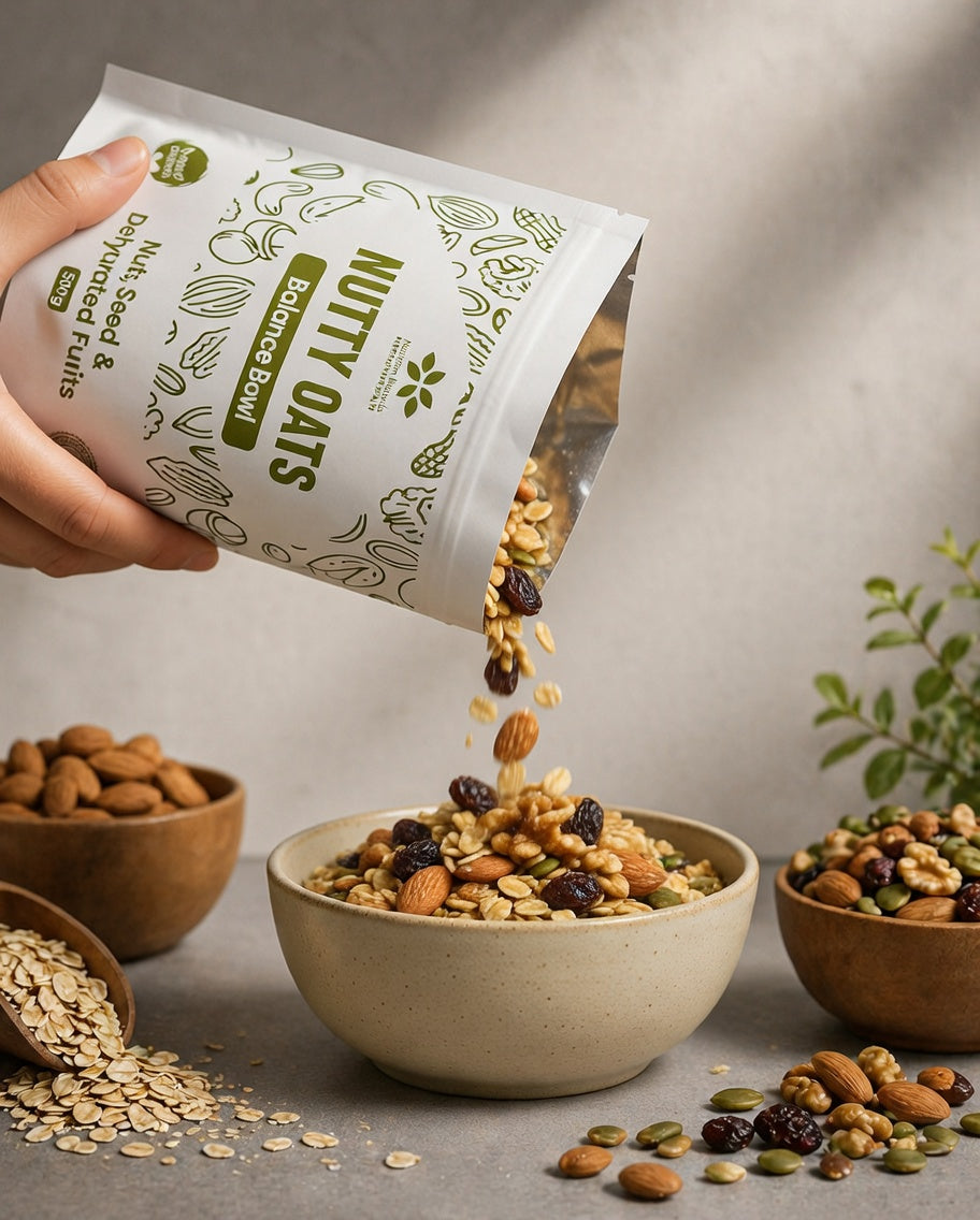 Nutrifirm Naturals Nutty Oats -  Balance Bowl With Nuts Seeds and Dehydrated Fruits